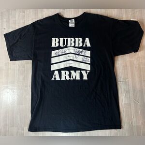 Vtg Bubba Army, Bubba The Love Sponge, Autographed. Radio. Black T-Shirt. LG
